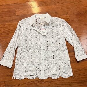 Lilly Pulitzer White Pineapple Eyelet Top